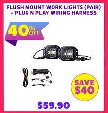 Flush Mount Work Lights (Pair) + Plug N Play Wiring Harness