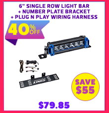6 Single Row Light Bar + Number Plate Bracket + Plug N Play Wiring Harness