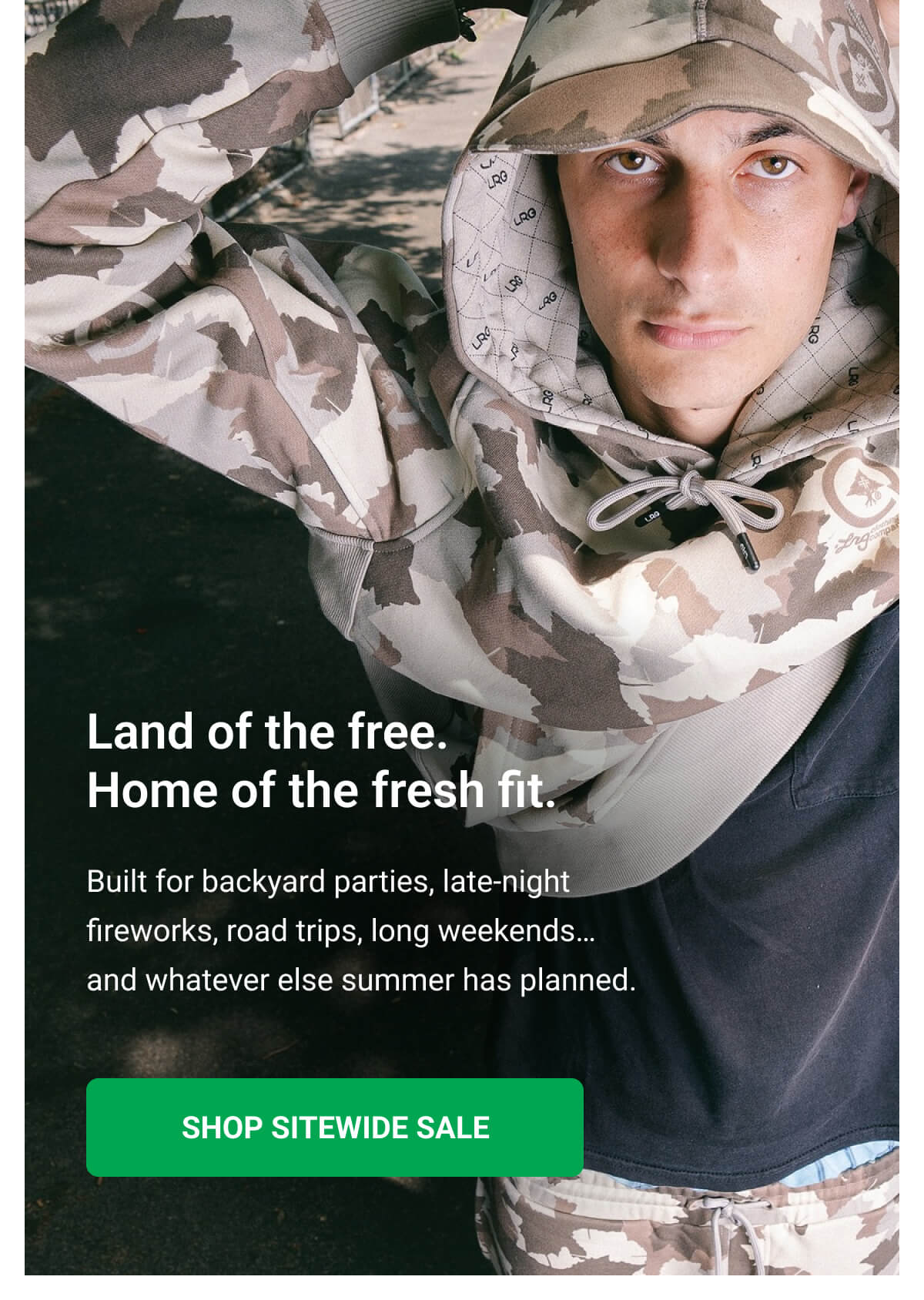 Land of the free. Home of the fresh fit. Built for backyard parties, late-night fireworks, road trips, long weekends… and whatever else summer has planned. | SHOP SITEWIDE SALE