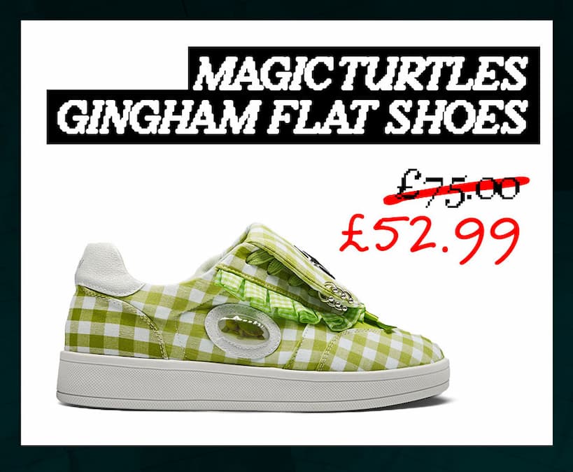 Magic Turtles Gingham Flat Shoes - Green