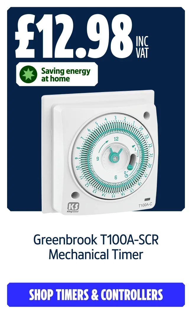 Greenbrook T100A-SCR Mechanical Timer. £12.98 inc VAT. Shop timers and controllers