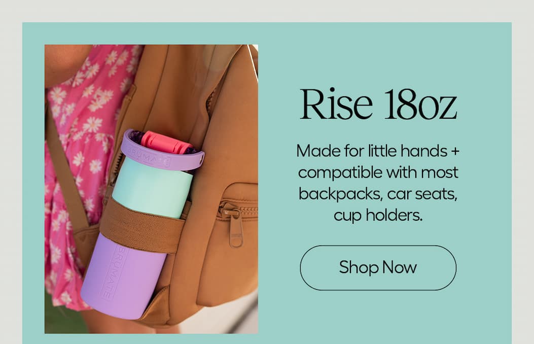 Rise 18 shown in a backpack. Shop Rise 18oz