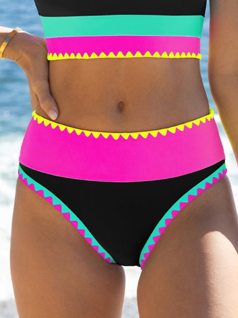 Color Block Clam Shell Bikini Bottoms