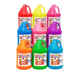 Image of Colorations® Paraben-Free Fluorescent BioColor® Paint- Set of 9 Colors, 1 Gallon