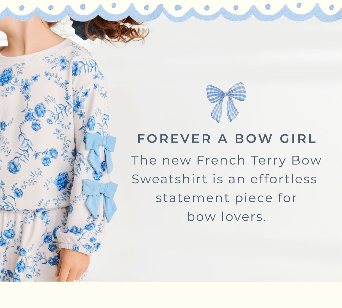 Forever a Bow Girl: The new French Terry Bow sweatshirt is an effortless statement piece for bow lovers.