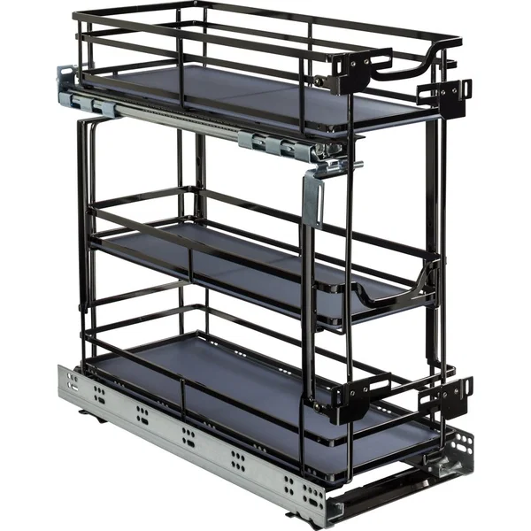 Hardware Resources SWS-DBPO8BN, 3-Tier Bottom Mounted Base Organizer for Minimum 9 Inch Opening Width, 20-1/4 Inch Height x 21-5/16 Inch Depth, Black Nickel