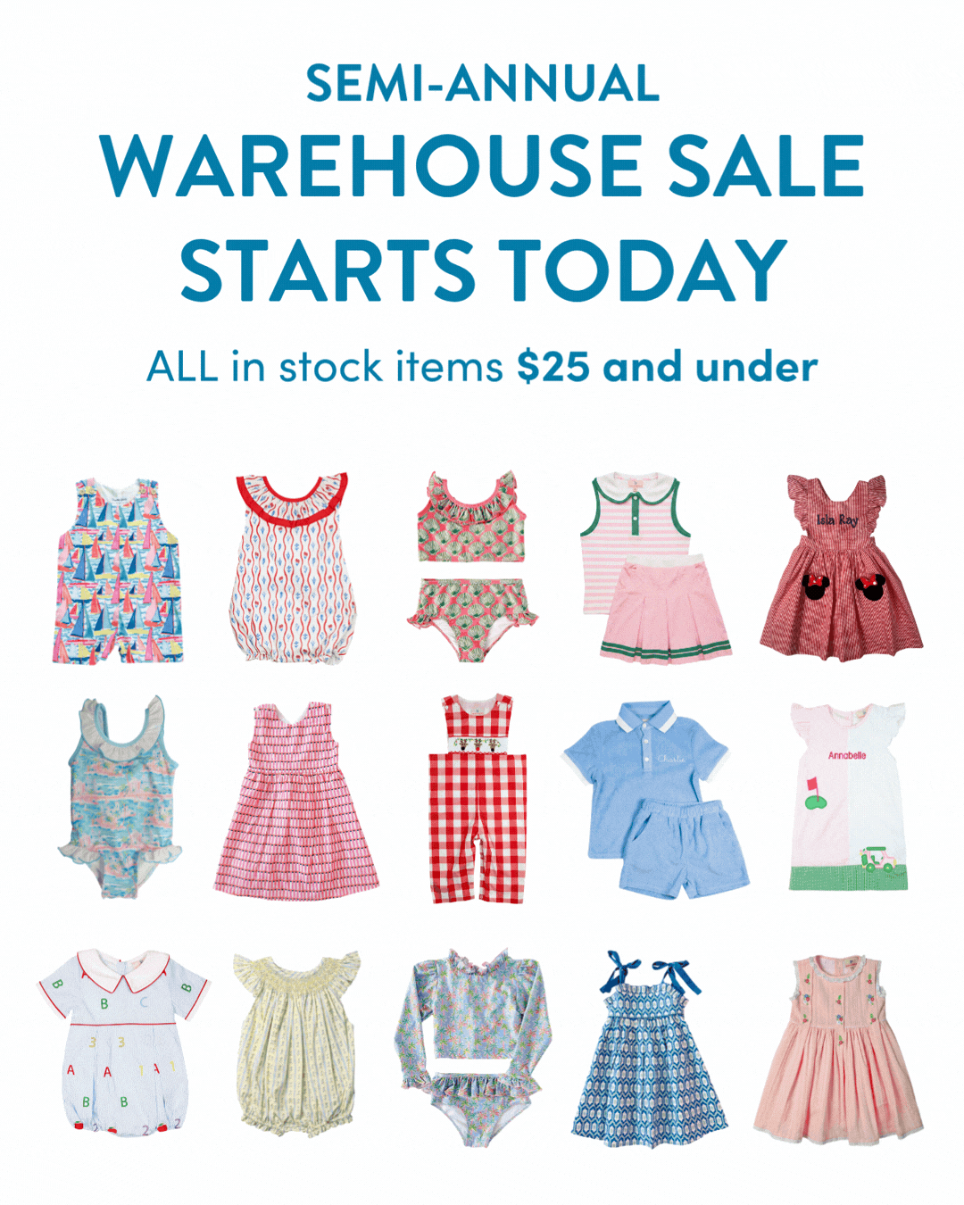 Warehouse Sale Starts Today - $25 and Under