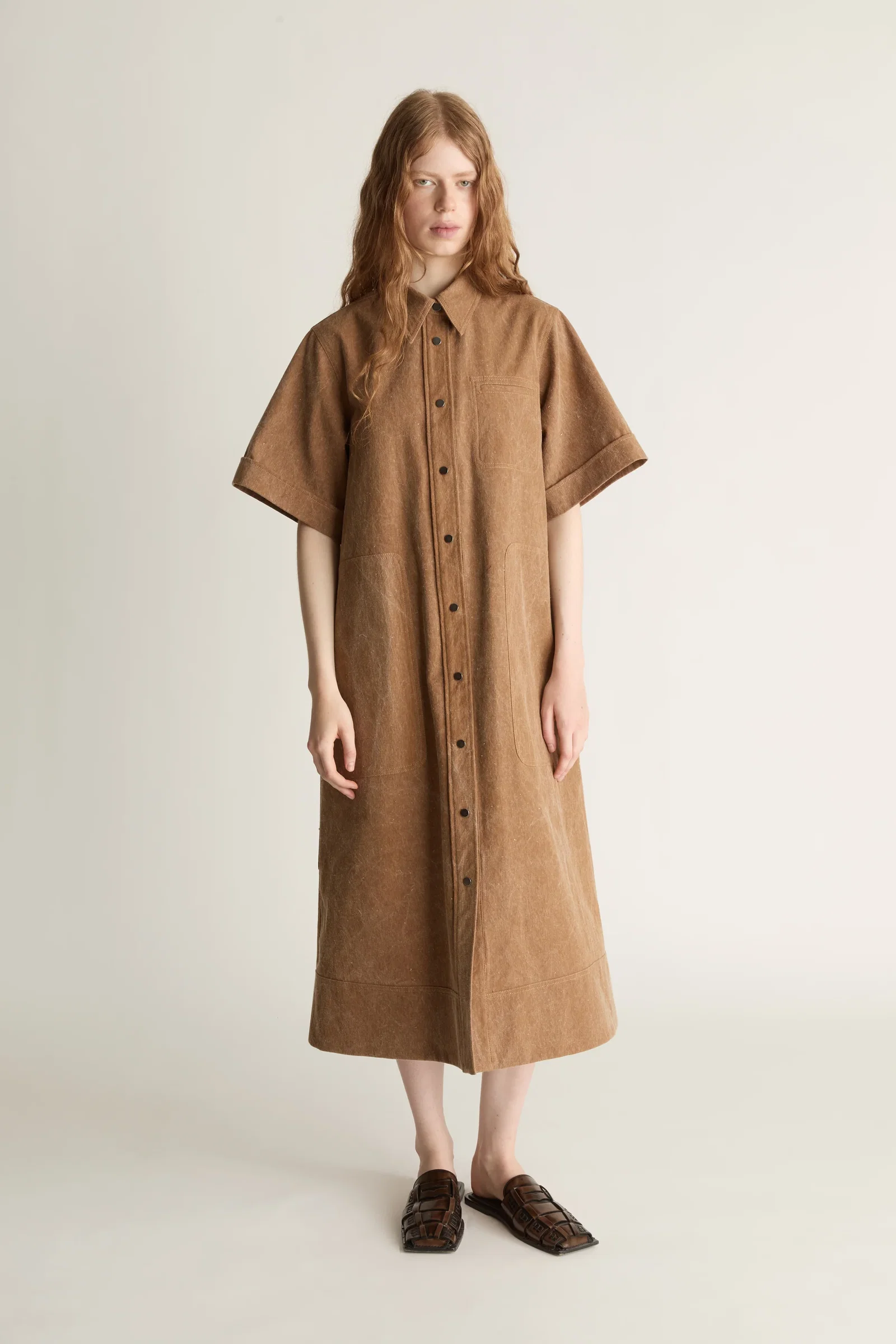 Image of Lenny Canvas Shirt Dress