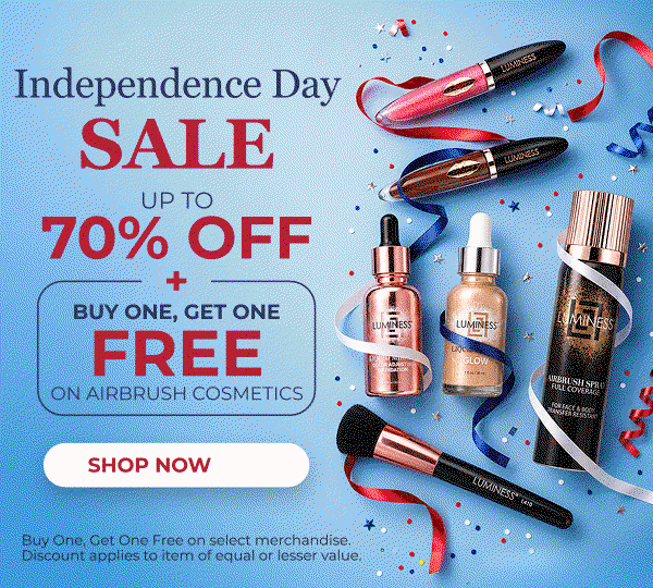 INDEPENDENCE DAY SALE: UP TO 70% OFF + BUY ONE, GET ONE FREE ON AIRBRUSH COSMETICS!