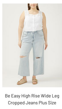 Be Easy High Rise Wide Leg Cropped Jeans Plus Size