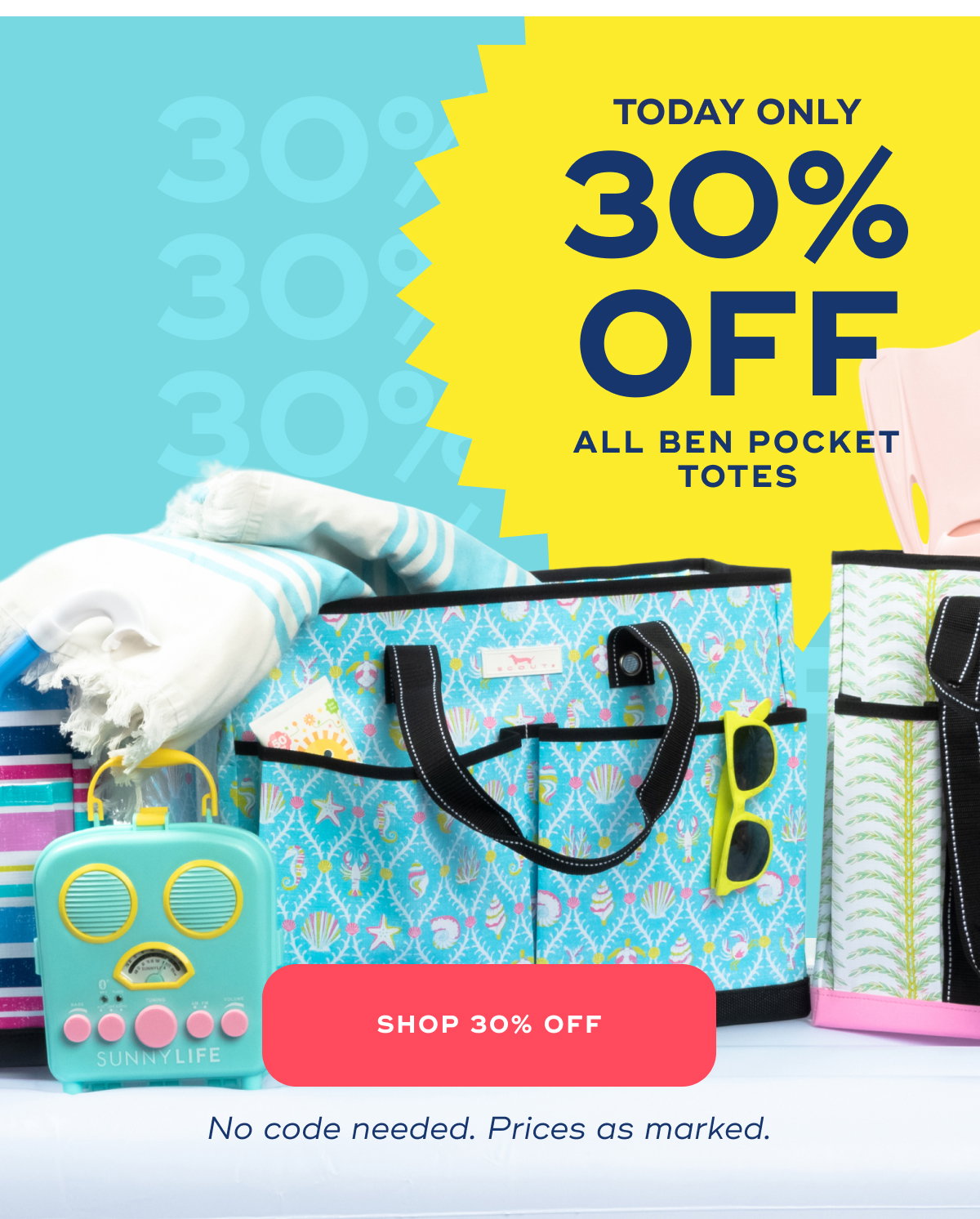 Today only 30% Off All Ben Pocket Totes SHOP 30% OFF No code needed. Prices as marked.