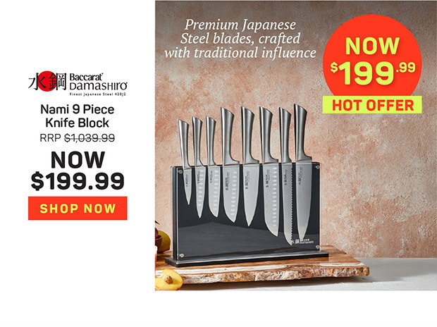 Baccarat Damashiro Nami 9-Piece Knife Block