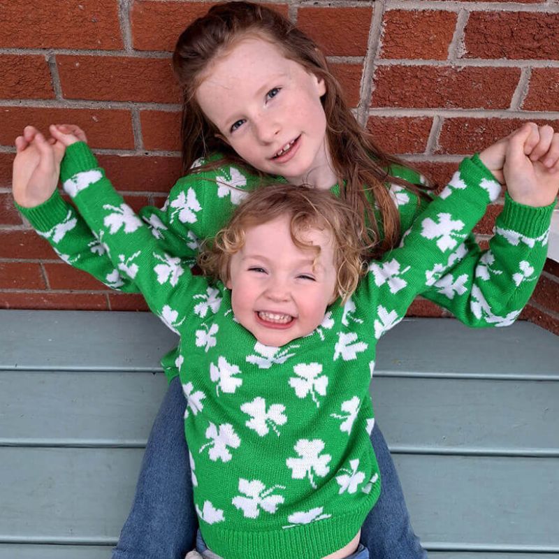 Image of Green Irish Shamrock Kid's Sweater