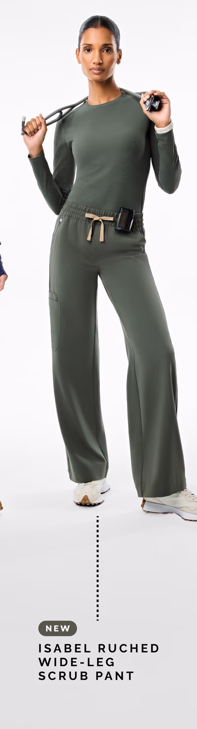 Isabel Ruched Wide-Leg Scrub Pant