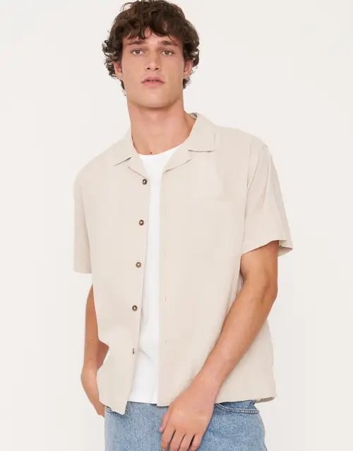 Crinkled Texture Short Sleeve Shirt