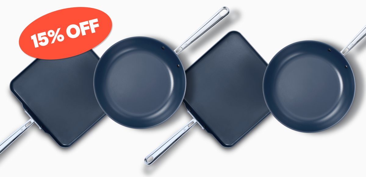 Deals on deals | Save 15% on the new Deeper Carbon Nonstick™  Frying Pan or 11” Square Griddle  with code NEW15, plus get the free tool.