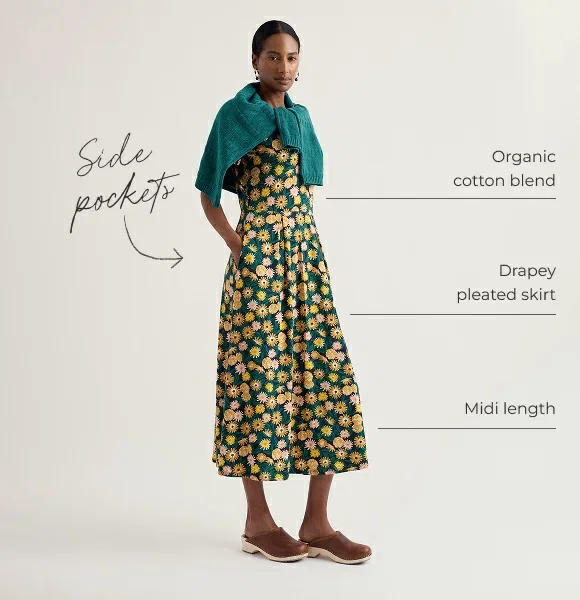 Veronica Short Sleeve Midi Dress in GOTS-Certified Organic Cotton