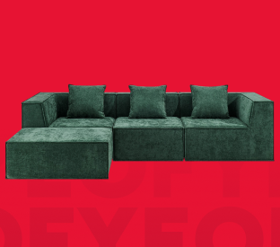 Ovela Softly 3 Seater Compressed Modular Sofa with Ottoman & Cushions Product Image