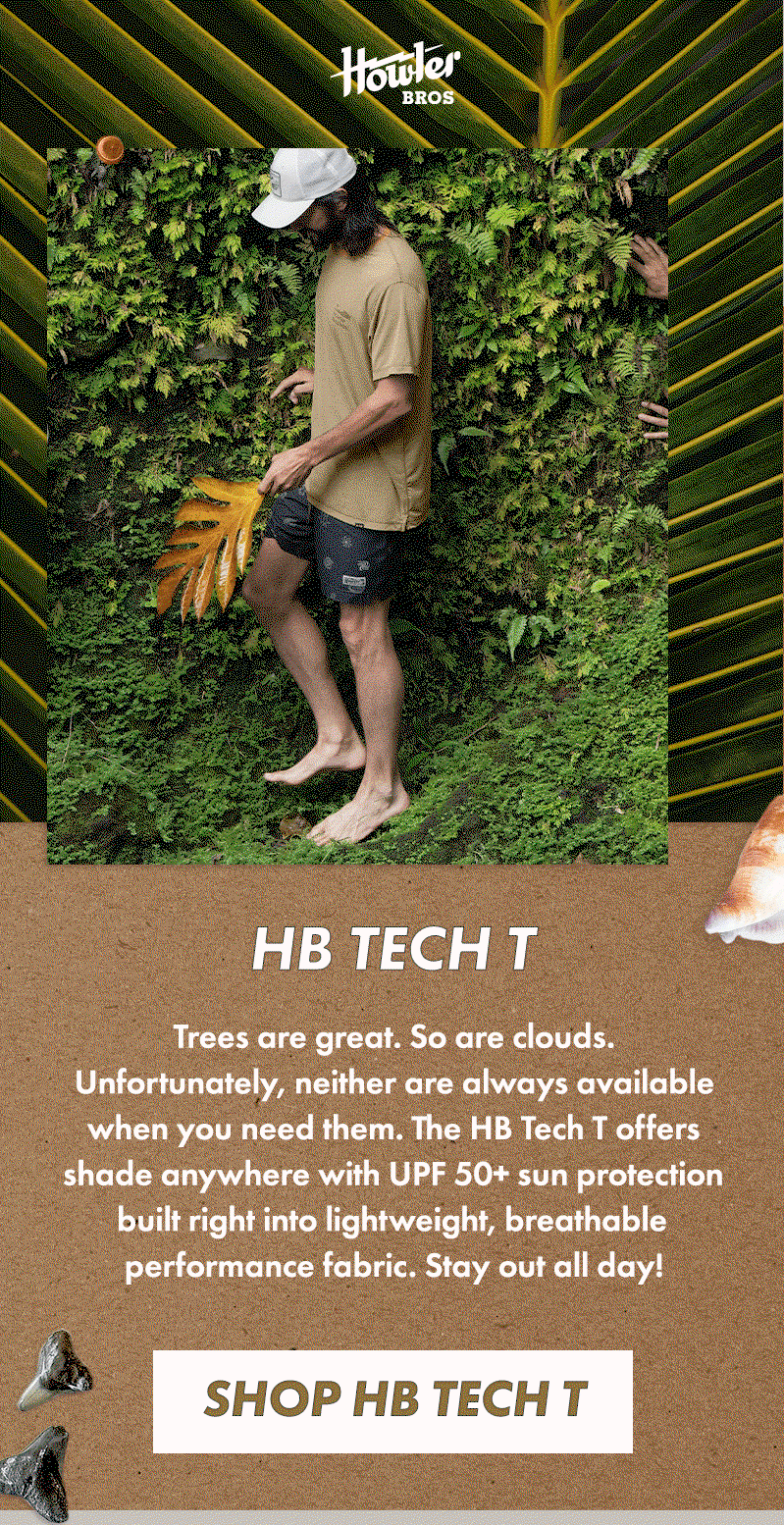 Trees are great. So are clouds. Unfortunately, neither are always available when you need them. The HB Tech T offers shade anywhere with UPF 50+ sun protection built right into lightweight, breathable performance fabric. Stay out all day! 