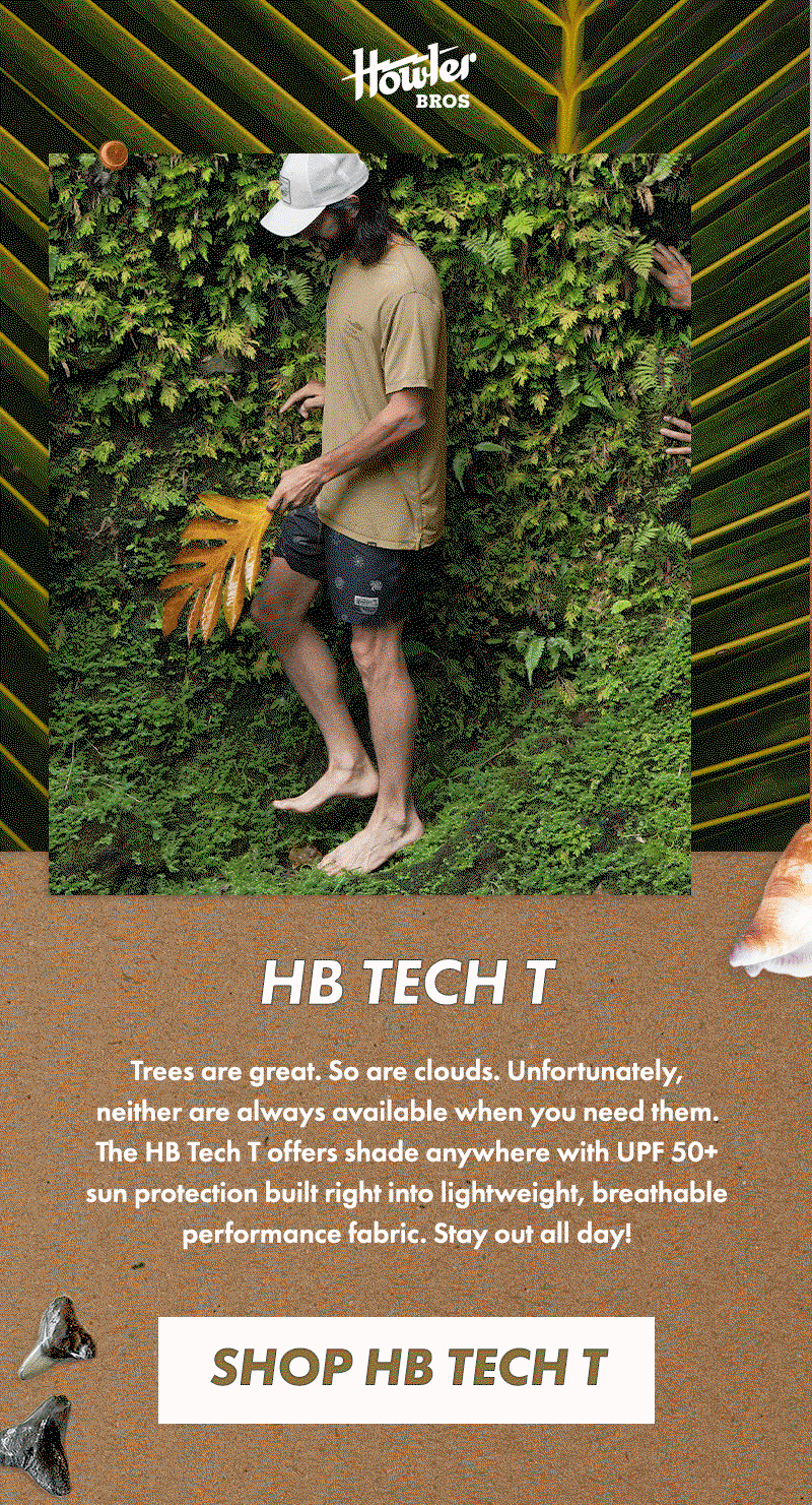 Trees are great. So are clouds. Unfortunately, neither are always available when you need them. The HB Tech T offers shade anywhere with UPF 50+ sun protection built right into lightweight, breathable performance fabric. Stay out all day! 