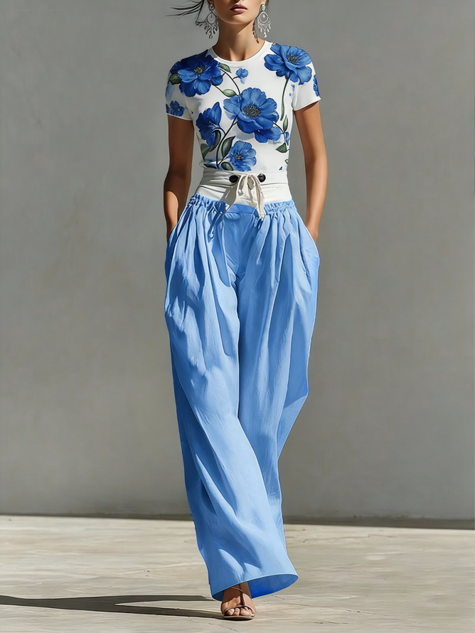 Image of Casual Floral Slim Fit Short Sleeve Tee