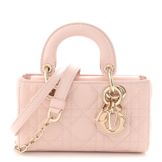 CHRISTIAN DIOR Lambskin Cannage Micro Lady D-Joy Powder Pink