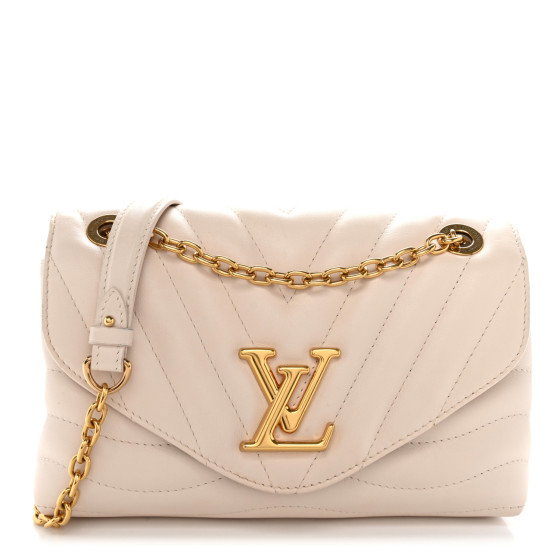 LOUIS VUITTON Calfskin LV New Wave Chain Bag GM Ivory