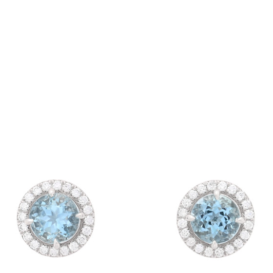 TIFFANY Platinum Diamond Aquamarine Soleste Earrings