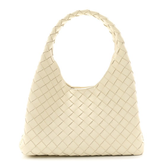 BOTTEGA VENETA Nappa Intrecciato Small Campana Shoulder Bag Sea Salt