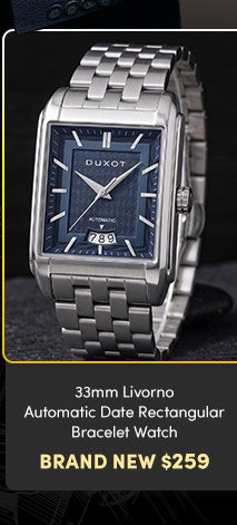 DX-2074-22  DUXOT | Men's 33mm Livorno Automatic Date Rectangular Bracelet Watch