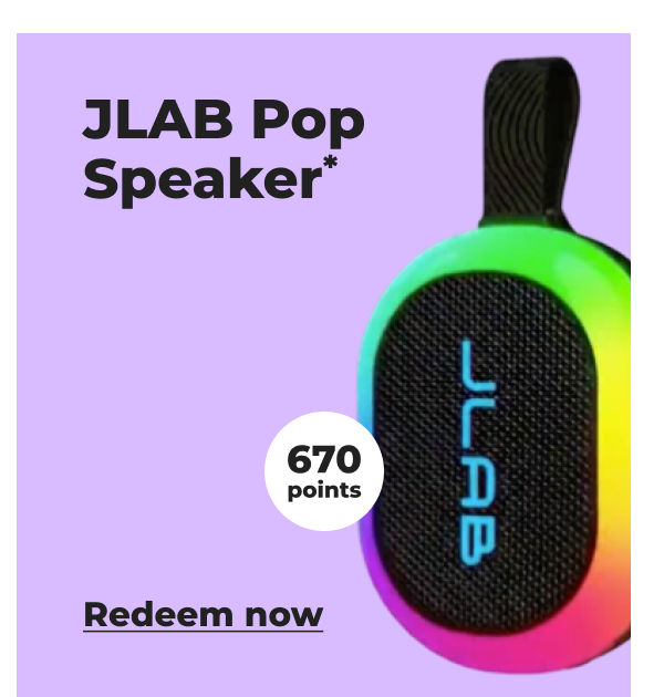 JLAB Pop Speaker* (with 670 points) - Redeem now