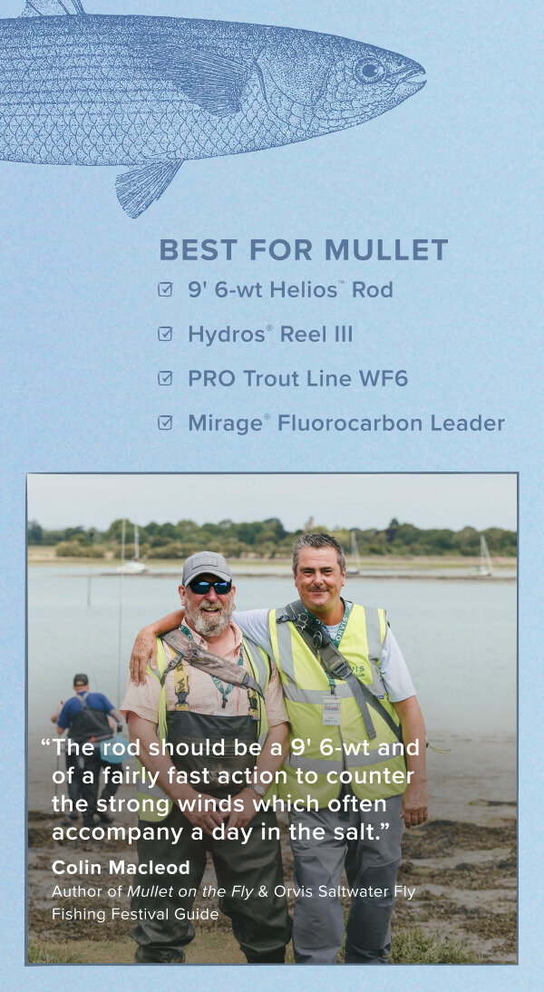 Colin Macleod's top picks for a mullet outfit - Helios Rod, Hydros Reel, PRO Trout Line and Mirage Leader