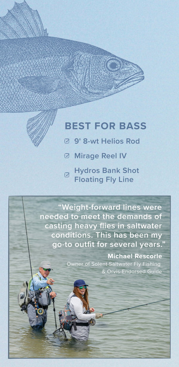 Michael Rescorle and his preferred Bass set up: Helios Rod, Mirage Reel and Hydros Bank Shot Floating Line