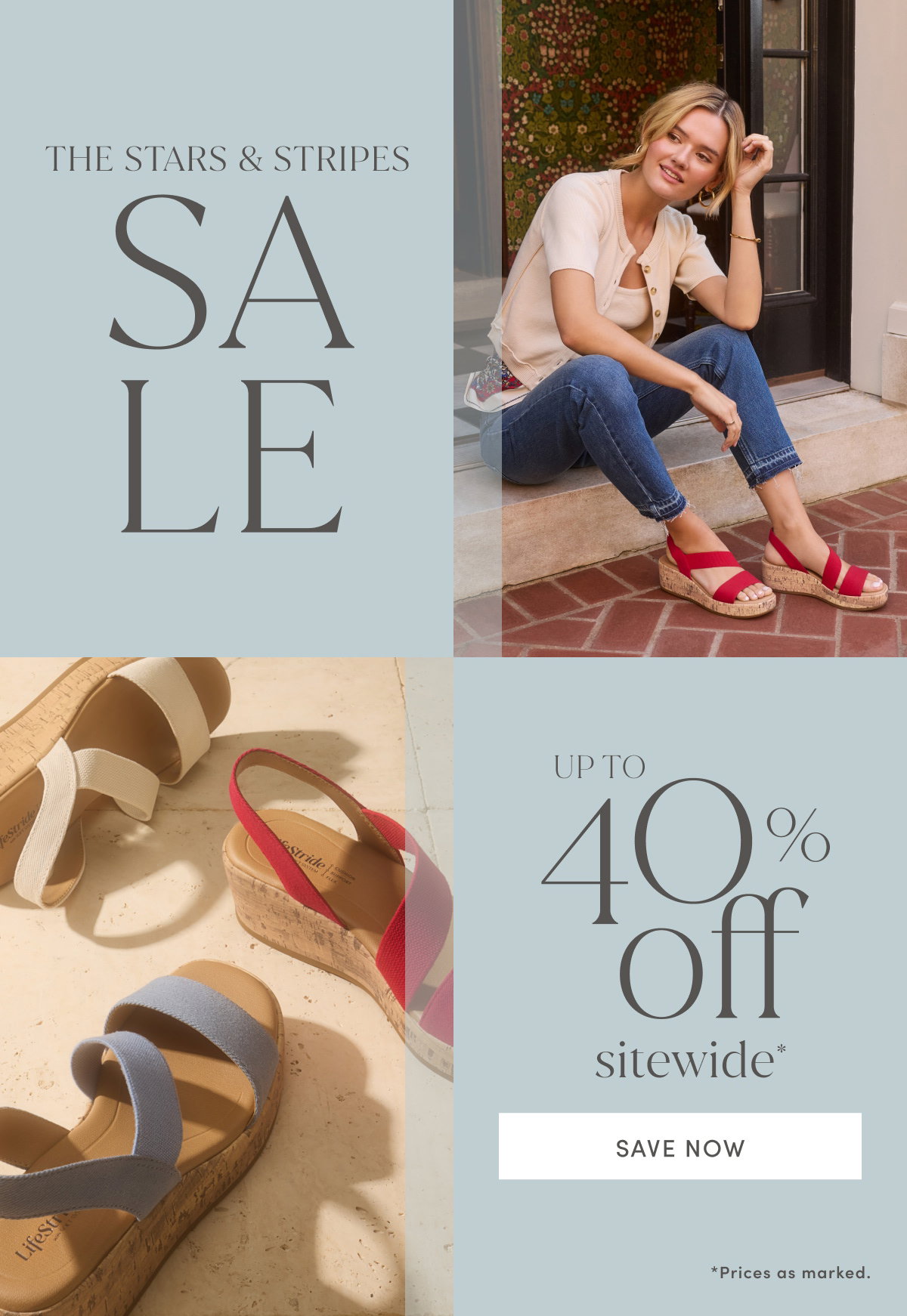 The Stars & Stripes Sale Up To 40% Off Sitewide* *Prices As Marked. Save Now