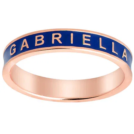 14K Rose Gold Plated Enamel Name Band Ring