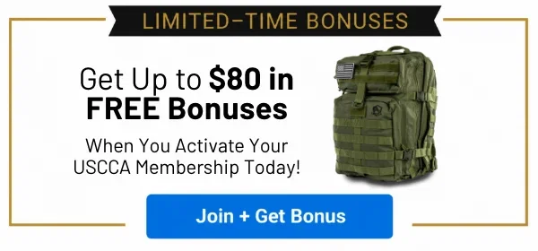Banner ad offering up to $80 in FREE bonuses for a limkted time when you activate your USCCA Membership.