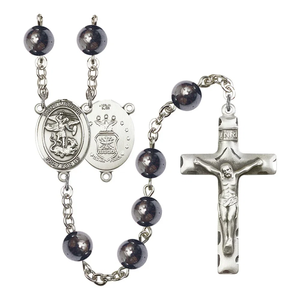 St. Michael Hematite Sterling Military Rosaries
