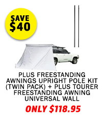 Plus Freestanding Awnings Upright Pole Kit (Twin Pack) + Plus Tourer Freestanding Awning Universal Wall