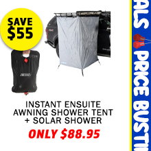 Instant Ensuite Awning Shower Tent + Solar Shower