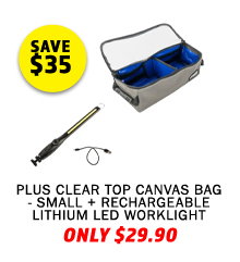 Plus Clear Top Canvas Bag - Small + Rechargeable Lithium LED Worklight