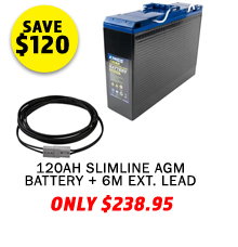 12V 120Ah Slimline AGM Battery + Solar Extension Lead - 6 Metre