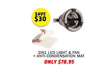 2in1 LED Light & Fan + Rooftop Tent Anti-Condensation Mat