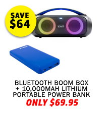 Bluetooth Boom Box + 10000mAh Lithium Portable Power Bank