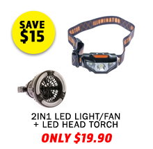 2in1 LED Light & Fan + Illuminator LED Head Torch