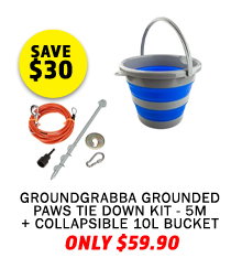 GroundGrabba Grounded Paws Tie Down Kit - 5m + Collapsible 10L Bucket