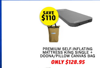 Premium Self-Inflating Mattress King Single + Doona/Pillow Canvas Bag