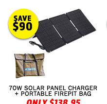 70W Solar Panel Charger + Portable Firepit Bag