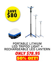 Portable Lithium LED Tripod Light + Rechargeable LED Lantern