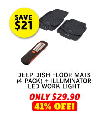 Deep Dish Floor Mats (4 Pack) + Illuminator LED Work Light