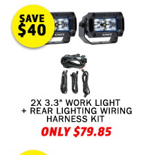 2x 3.3 Work light + Rear Lighting Wiring Harness Kit